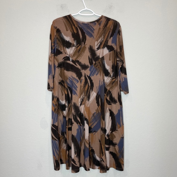 Lands Downunder Dress Women's Size M Italy Made Midi 3/4 Sleeve Artsy Pockets - Picture 5 of 11